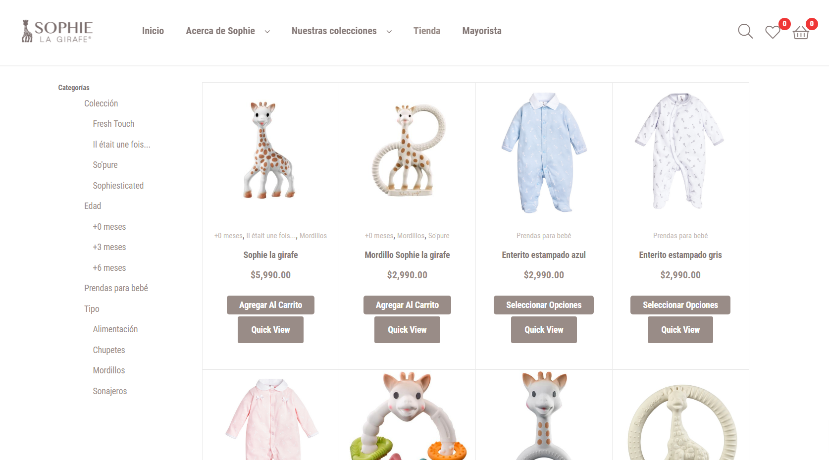 ecommerce for sophie la girafe